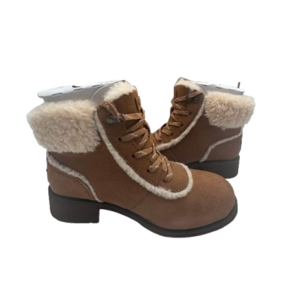 UGG, Bodie Faux Fur Lace Bootie, Chestnut, US 7, NIB